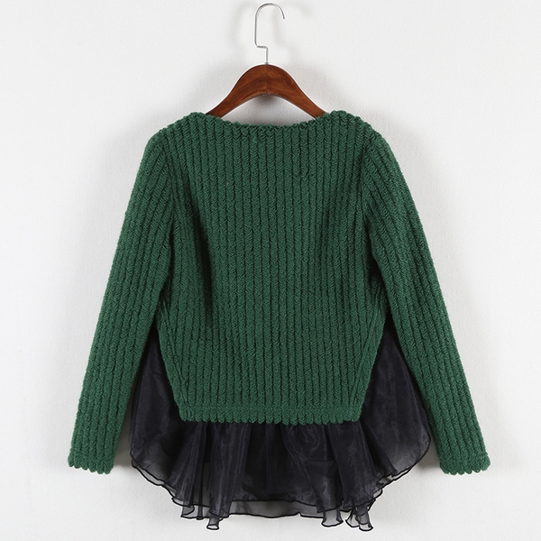 Дамска модерна плетена блуза в два цвята 