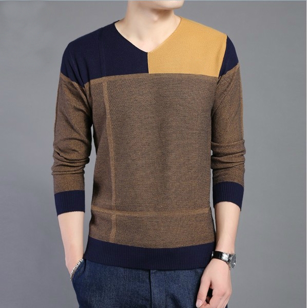 Мъжки пуловер с V-образно деколте в най-разнообразни цветови гами