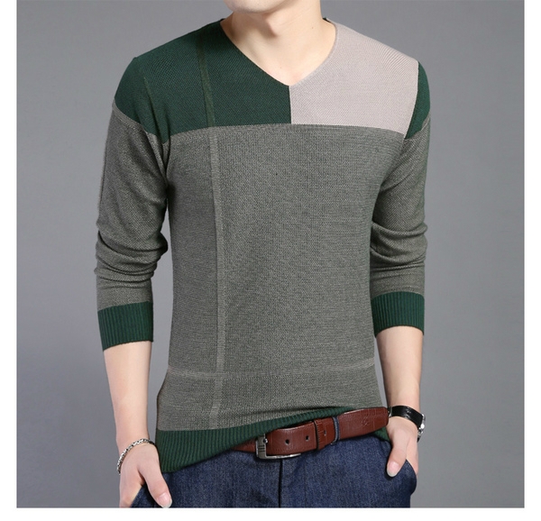 Мъжки пуловер с V-образно деколте в най-разнообразни цветови гами
