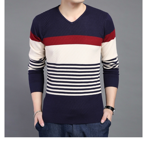 Мъжки пуловер с V-образно деколте в най-разнообразни цветови гами