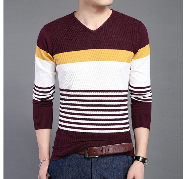 Мъжки пуловер с V-образно деколте в най-разнообразни цветови гами
