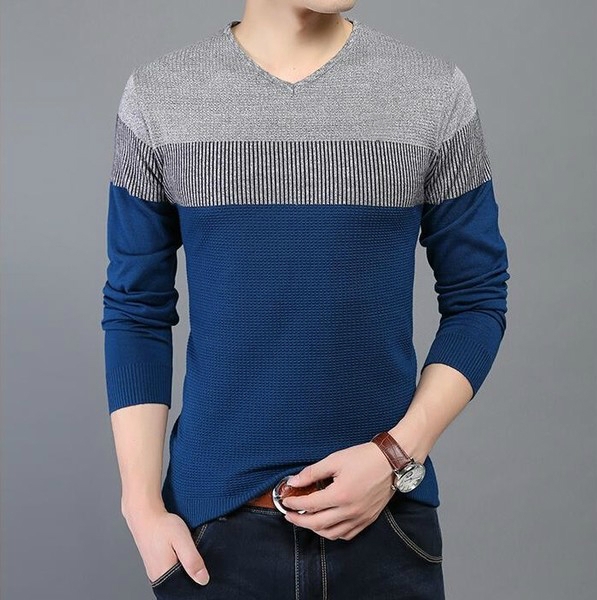 Мъжки пуловер с V-образно деколте в най-разнообразни цветови гами