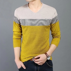 Мъжки пуловер с V-образно деколте в най-разнообразни цветови гами