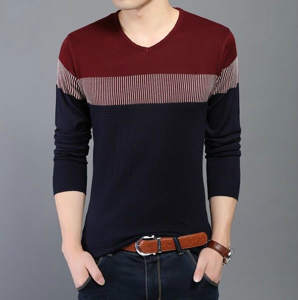 Мъжки пуловер с V-образно деколте в най-разнообразни цветови гами