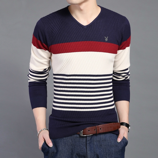 Мъжки пуловер с V-образно деколте в най-разнообразни цветови гами