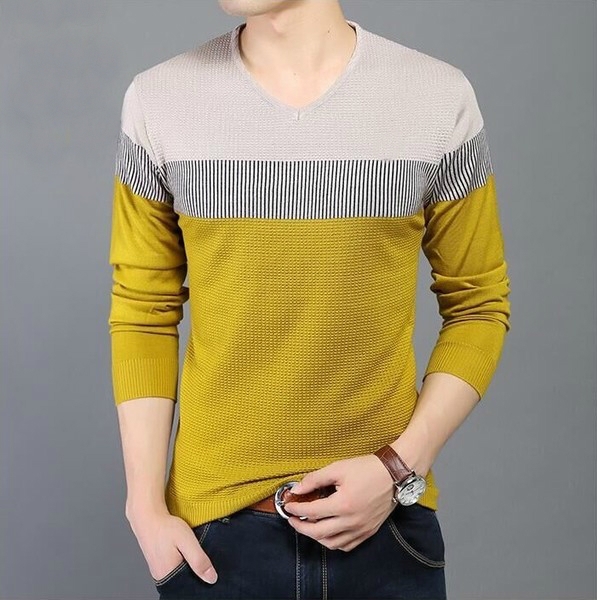 Мъжки пуловер с V-образно деколте в най-разнообразни цветови гами