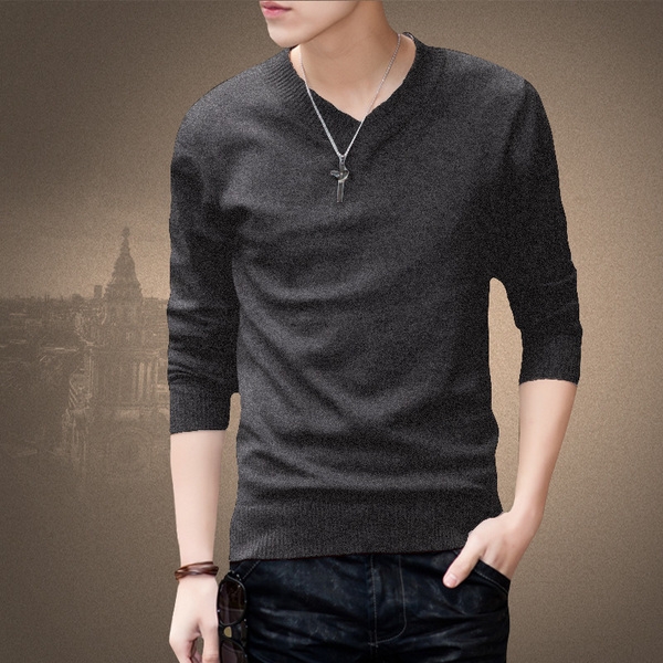 Мъжка пуловер с V-образно деколте тип Слим в най-разнообразни цветове