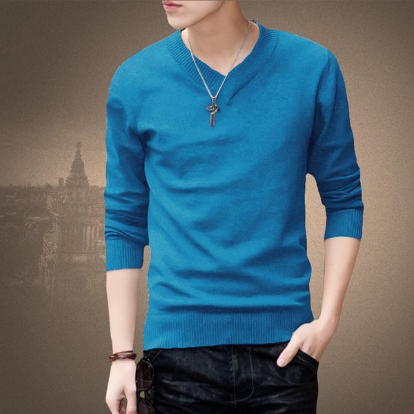 Мъжка пуловер с V-образно деколте тип Слим в най-разнообразни цветове