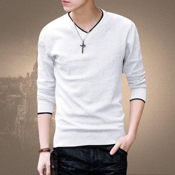 Мъжка пуловер с V-образно деколте тип Слим в най-разнообразни цветове