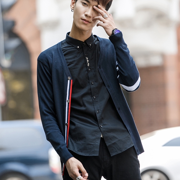 Мъжка плетена жилетка в 2 варианта - с откопчаване и без откопчване