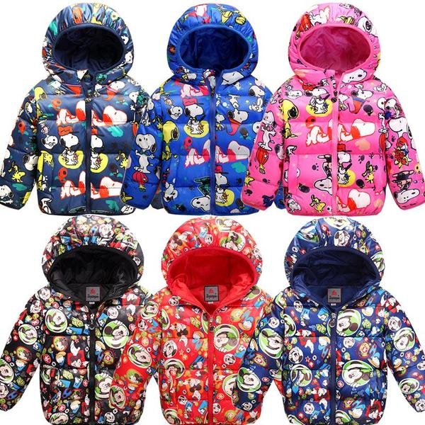 Детски шарени зимни, топли якета подходящи за момчета и момичета в различни цветове, с Мики Маус и Гуфи