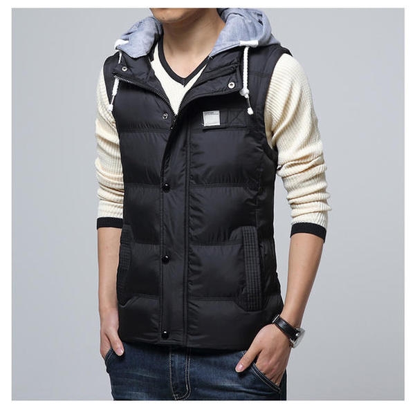 Есенни мъжки елеци с качулка в 8 различни цвята - бежов, червен зелен, син 