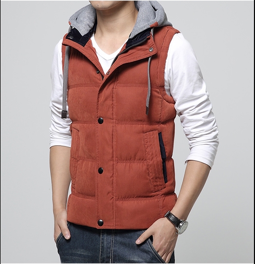 Есенни мъжки елеци с качулка в 8 различни цвята - бежов, червен зелен, син 