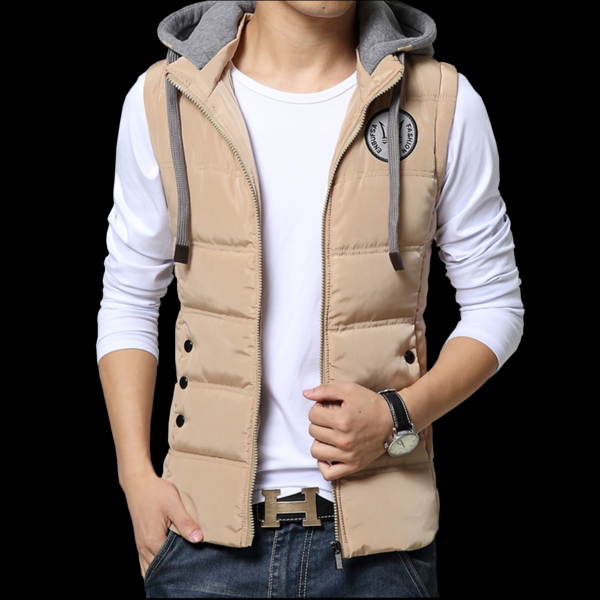 Есенни мъжки елеци с качулка в 8 различни цвята - бежов, червен зелен, син 