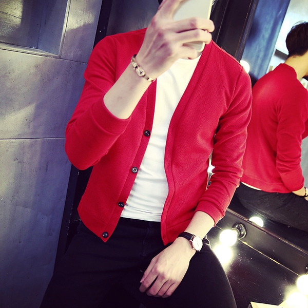 Тънка мъжка жилетка в червен, черен, светлосив и тъмносив цвят