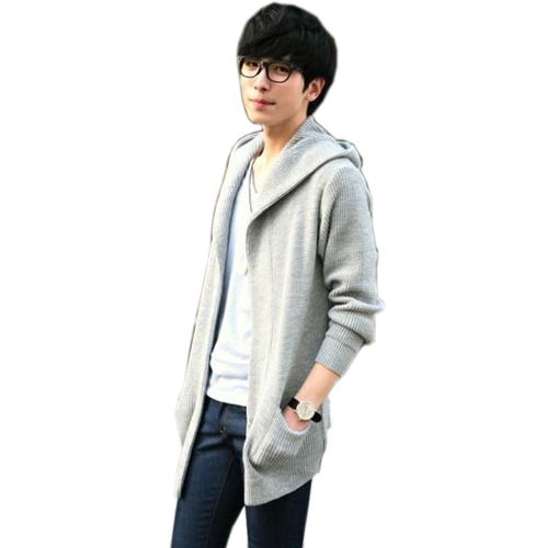 Мъжка жилетка с качулка в сив и черен свят