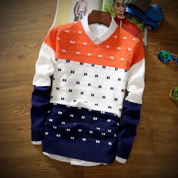 Мъжки пуловер в различни цветове и шарки - 4 модела