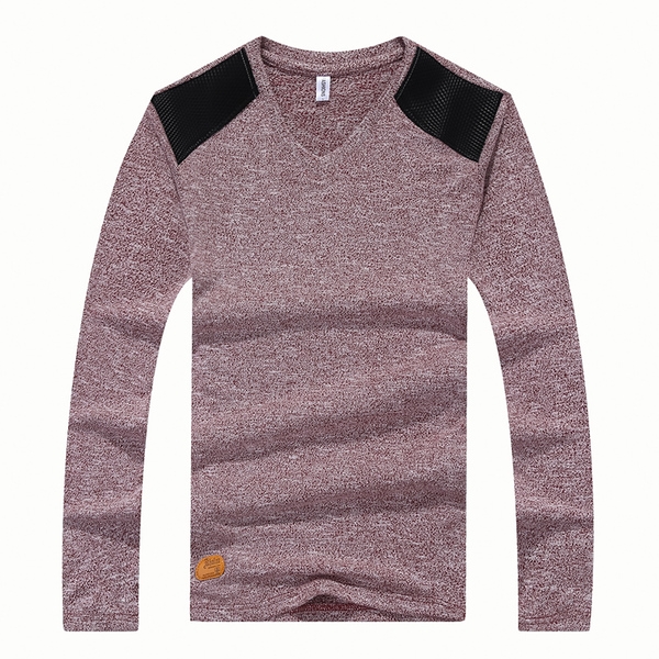 Тънък изчистен мъжки пуловер с  V-образно деколте тип Слим