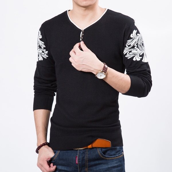 Мъжки пуловери в различни цветове с V-образно деколте тип Слим