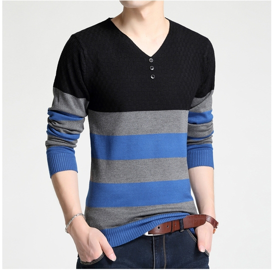 Мъжки пуловери в различни цветове с V-образно деколте тип Слим