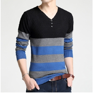 Мъжки пуловери в различни цветове с V-образно деколте тип Слим