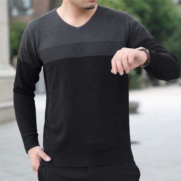 Мъжки пуловер с V-образно деколте в 4 цвята
