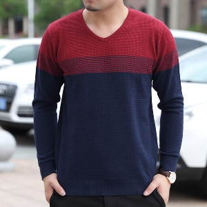 Мъжки пуловер с V-образно деколте в 4 цвята