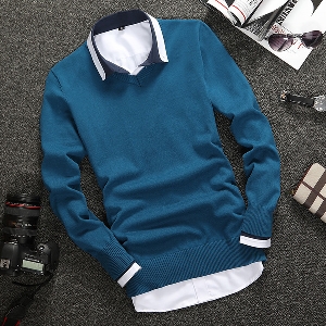 Дебел мъжки изчистен пуловер в различни цветове