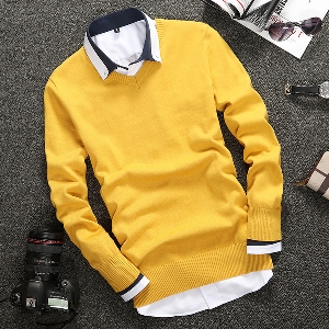 Дебел мъжки изчистен пуловер в различни цветове