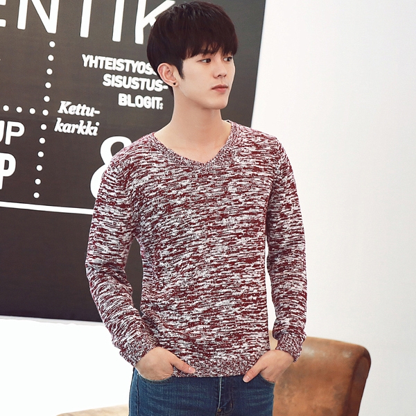 Мъжки вълнен пуловер тип слим в 2 модела