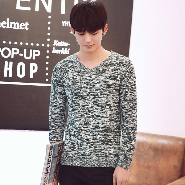 Мъжки вълнен пуловер тип слим в 2 модела