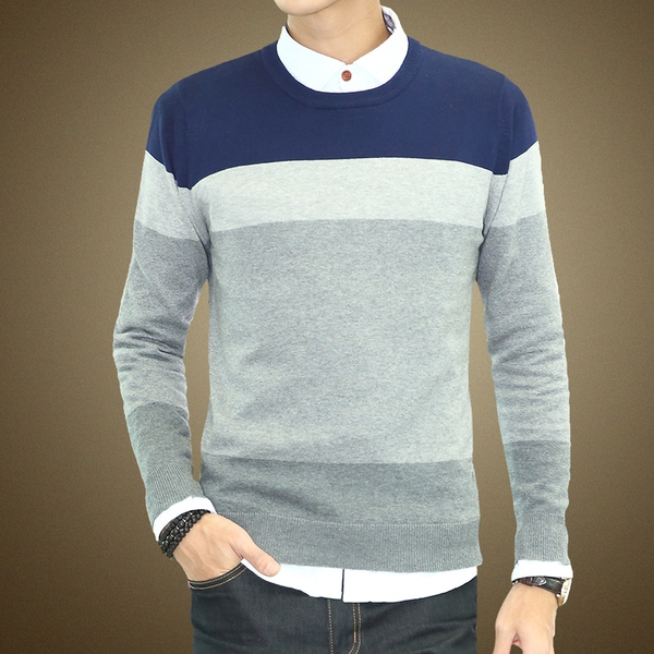 Тънък слим пуловер за мъже в 3 цветови гами