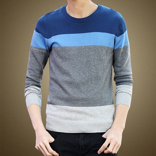 Тънък слим пуловер за мъже в 3 цветови гами