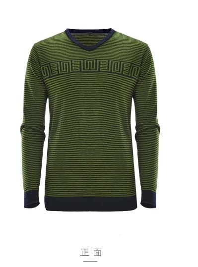 Мъжки пуловер в кафяв и зелен цвят