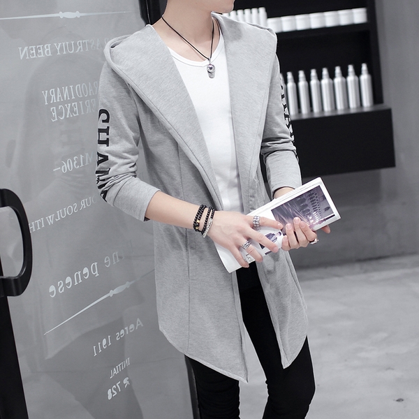 Есенна дълга мъжка жилетка с качулка в четири цвята. 