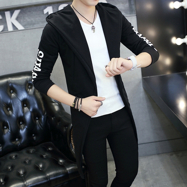 Есенна дълга мъжка жилетка с качулка в четири цвята. 