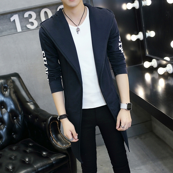 Есенна дълга мъжка жилетка с качулка в четири цвята. 