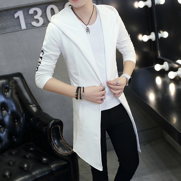 Есенна дълга мъжка жилетка с качулка в четири цвята. 