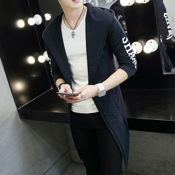 Есенна дълга мъжка жилетка с качулка в четири цвята. 