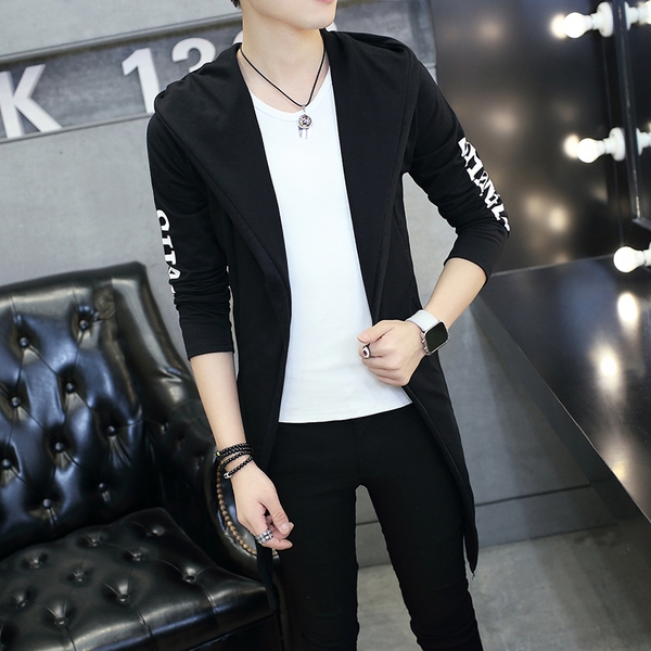 Есенна дълга мъжка жилетка с качулка в четири цвята. 