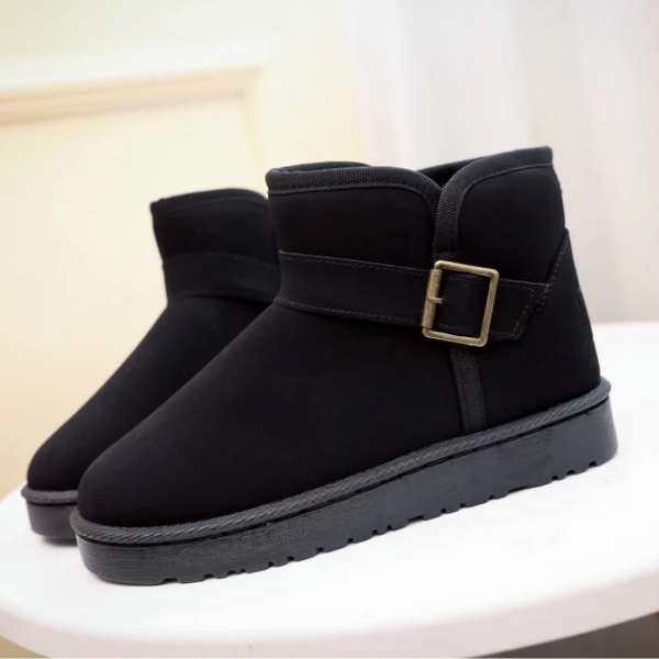 Топли дамски боти в черен, сив и розов цвят с панделка