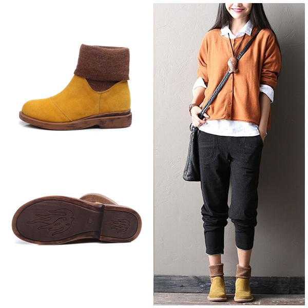 Женски зимни боти в два цвята с дебела подметка. 