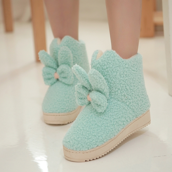 Αδιάβροχες γυναικείες μπότες με κορδέλα και αυτιά κουνελιών σε μαύρο, ροζ και γαλάζιο χρώμα