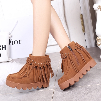 Дамски боти с ресни в черен и кафяв цвят