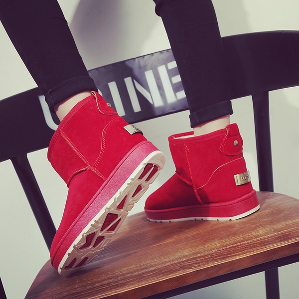 Топли дамски боти в сив, черен, червен и светлосин цвят