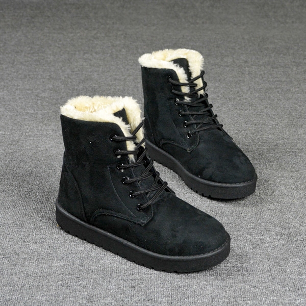 Топли дамски боти с връзки в черен, розов, кафяв, сив и бежов цвят