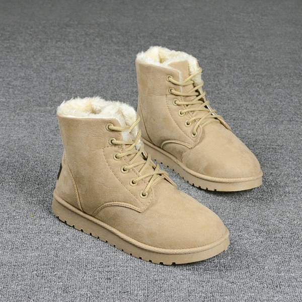 Топли дамски боти с връзки в черен, розов, кафяв, сив и бежов цвят