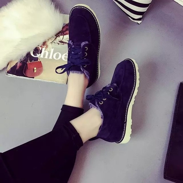 Топли дамски боти с връзки в розов, тъмносин и кафяв цвят 