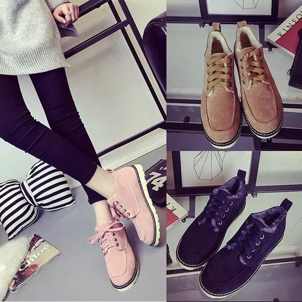 Топли дамски боти с връзки в розов, тъмносин и кафяв цвят 