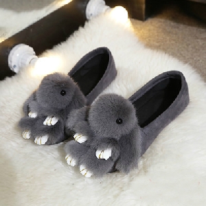 Топли дамски чехли за вкъщи със заешка уши в зимни цветове